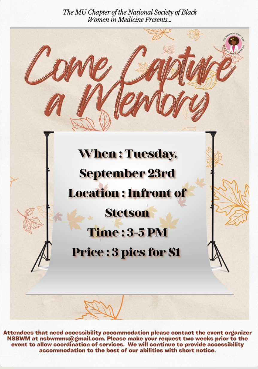 Promotional flyer for Come Capture a Memory event.